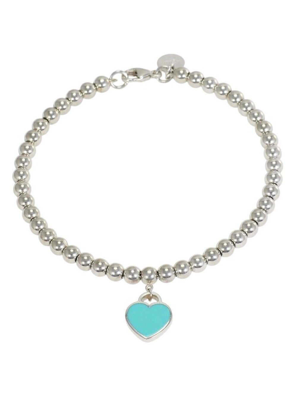 Tiffany & Co Heart Tag Beads 925 Sterling Silver Bracelet Diamond 17